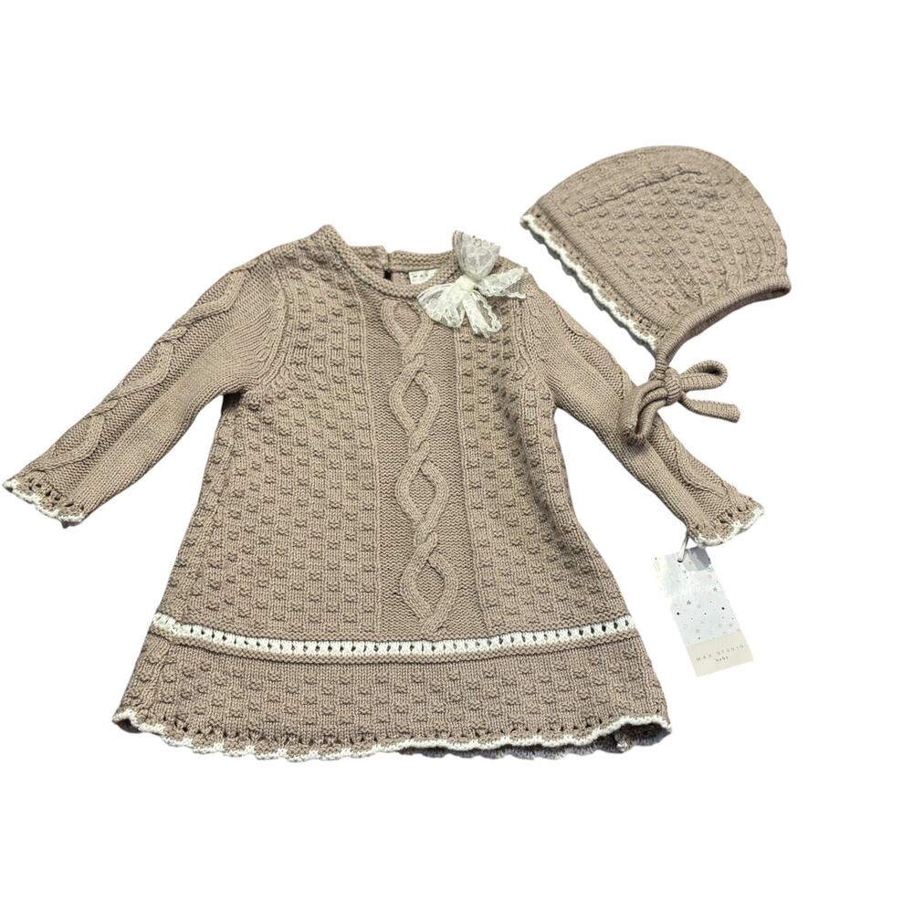 Max Studio Baby 3-6M NWT knit dress with cap